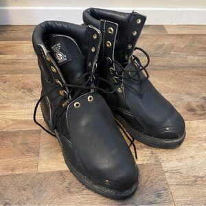 Vintage 1990s | Carolina | Black Leather Work Boots – Safety Toe, Made in USA